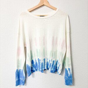 Splendid White & Blue Lightweight Watercolor Sweatshirt Size Medium